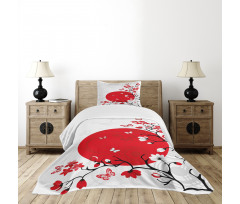 Cherry Sakura Trees Bedspread Set