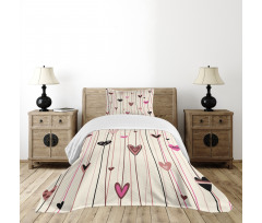 Heart Love Theme Bedspread Set