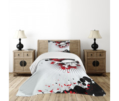 Skull Bones Grunge Bedspread Set