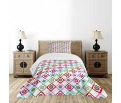 Squares with Flowers Bedspread Set