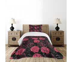 Ombre Rose Blooom Art Bedspread Set