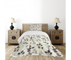 Doodle Leaves Earth Tone Bedspread Set