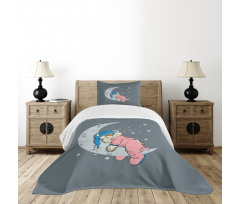 Baby Sleeping on the Moon Bedspread Set