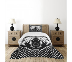 Scary Roar on Zigzag Lines Bedspread Set