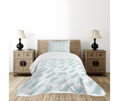 Swimming Polar Bears Sea Bedspread Set