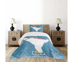 Ice Skating Polar Bear Bedspread Set