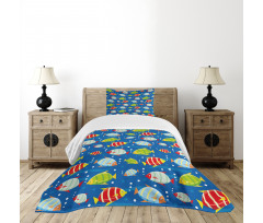 Vibrant Fish Marine Art Bedspread Set