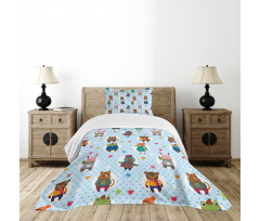 Animals Winter Clothing Bedspread Set