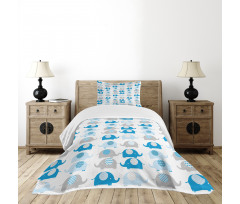 Elephants with Motifs Bedspread Set