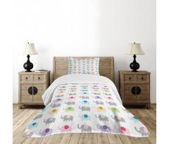 Colorful Fun Elephants Bedspread Set