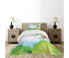 Monkey Swinging Kid Bedspread Set