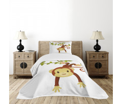 Cartoon Monkey on Liana Bedspread Set