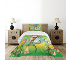 2 Monkeys and Bananas Bedspread Set