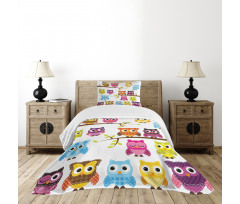 Patchwork Style Owls Bedspread Set