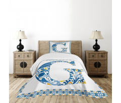 Tile Designed Letter G Bedspread Set