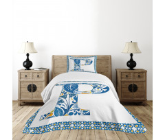 P and Forest Leaves Bedspread Set