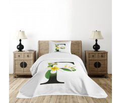 Frangipani Green Theme Bedspread Set
