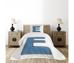 Denim Blue Jeans E Bedspread Set