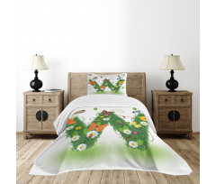 Green Foliage Animals Bedspread Set