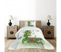 Flower Themed Image L Bedspread Set