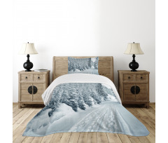 Ski Theme Snowy Road Bedspread Set