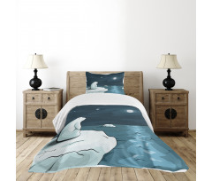 Polar Bear Moon Cartoon Bedspread Set