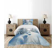 Blue Sky Tree Footprints Bedspread Set