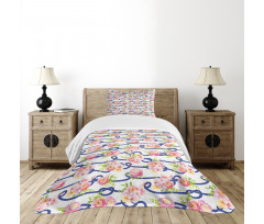 Marine Floral Bedspread Set