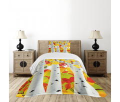 Autumn Scene with Leaves Bedspread Set