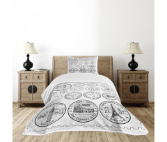 Stamps Famous Landmarks Bedspread Set