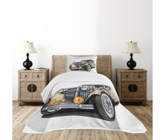 Vintage Vehicle Hand Drawn Bedspread Set