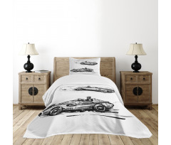 Racing Vehicles Sketch Bedspread Set