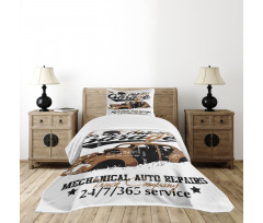 Old Garage Auto Repair Bedspread Set