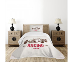 Retro Race Car Emblem Bedspread Set