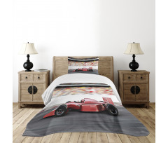 Red Race Car Side View Bedspread Set