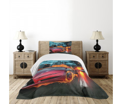 Red Hot Concept Car Flames Bedspread Set