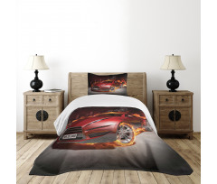 Burnout Tires Sport Car Bedspread Set