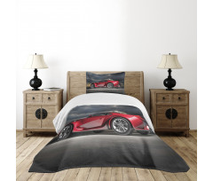 Modern Red Sports Vehicle Bedspread Set