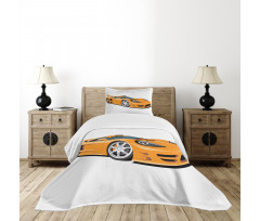 Orange Fast Sports Car Bedspread Set