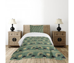 Chinese Culture Tea Bedspread Set