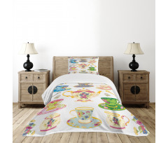 Vivid Teacups Sweets Bedspread Set