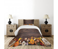 Wooden Table Foods Bedspread Set