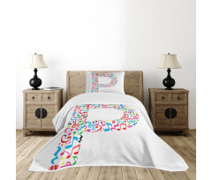 Music Notes Uppercase Bedspread Set