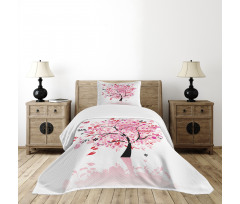 Abstract Tree and Flowers Bedspread Set