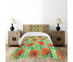 Poppy Flowers Field Bedspread Set