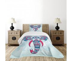 Doodle Elephant Design Bedspread Set