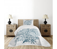 Ornate Floral Leaf Arrangement Bedspread Set