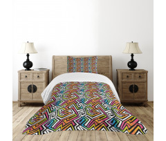 Grunge Puzzle Retro Bedspread Set