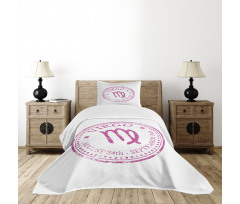 Pink Colored Horoscope Bedspread Set