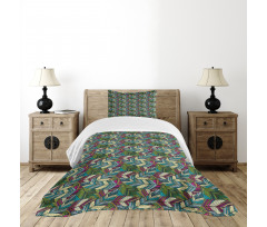 Exotic Feather Pattern Bedspread Set